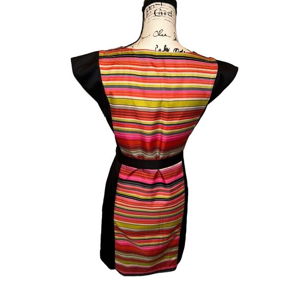 Banana Republic Women's Striped Poly Sleeveless Dress Sz 2 Pink Green Orange - Picture 4 of 9